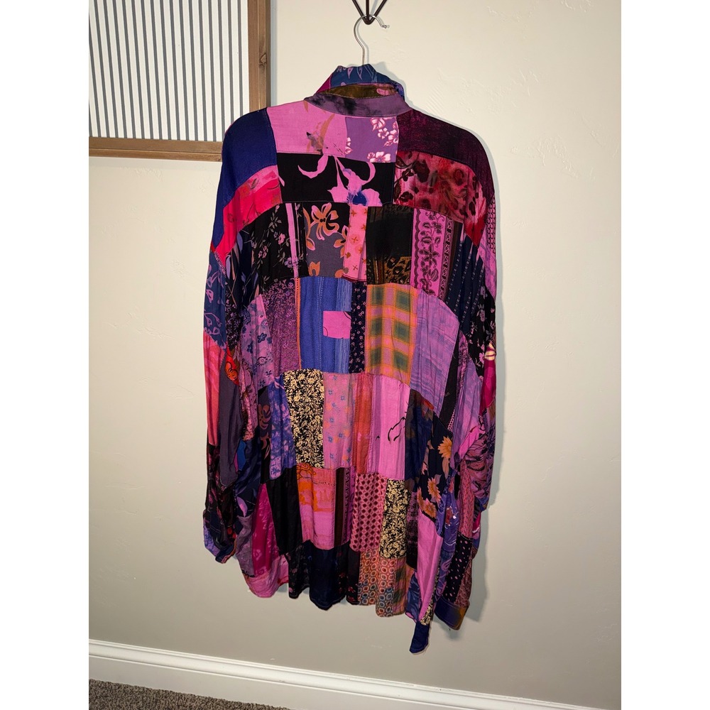 RW&CO. Women's Patchwork Button-Down Shirt - Pink & Purple - Picture 7 of 9